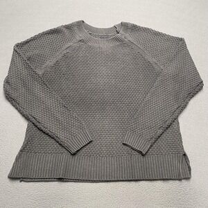VTG GAP Sweater Womens Large Gray Textured Knit Crewneck Pullover Raglan‎ Casual